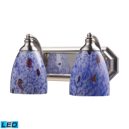 Elk Lighting Vanity 2-Lght Wall Lmp SatNckl w/Starburst Blue Glss - Incl LED Bulbs 570-2N-BL-LED